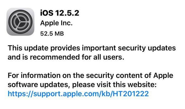 贺州苹果手机维修分享iOS12.5.2发布，建议所有老苹果用户安装 